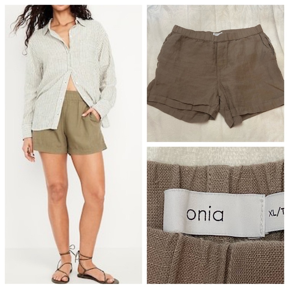 Onia Tan Linen pull-on Shorts 1870